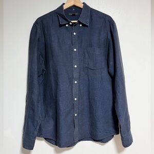 Banana Republic Navy Linen Cotton Long Sleeve Shirt M
